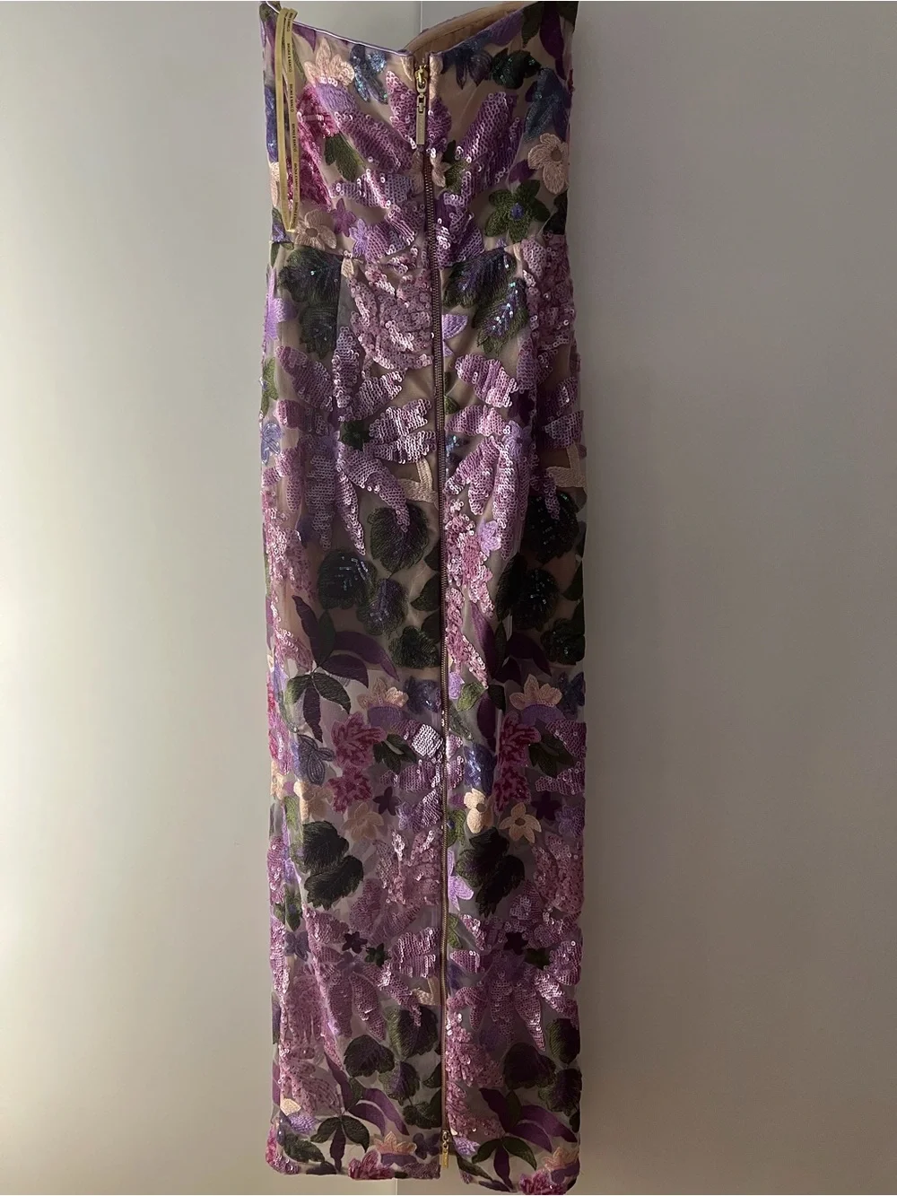 Bronx Banco Lavender Floral Embroidered Gown